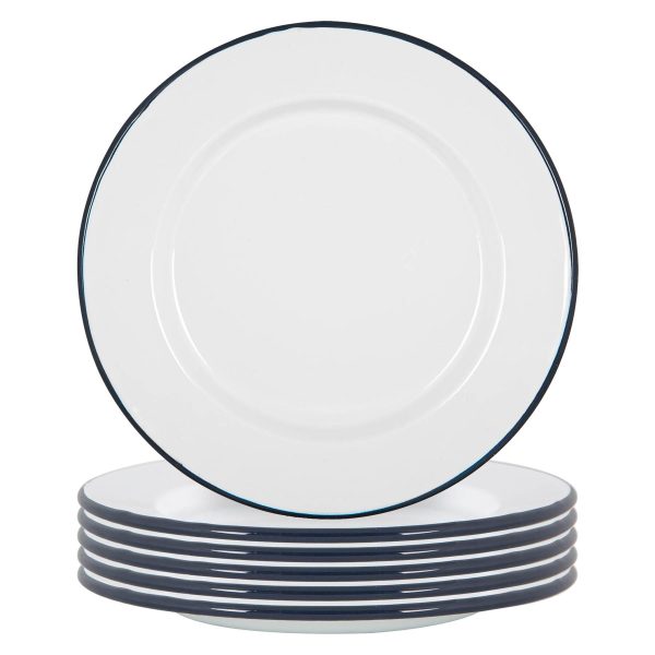 25.5cm White Enamel Dinner Plates - Pack of Six - By Argon Tableware Hot on Sale