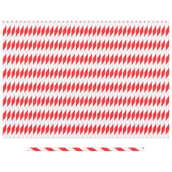 19.5cm Red Stripe Paper Straws - Pack of 40 - By Ashley Fashion