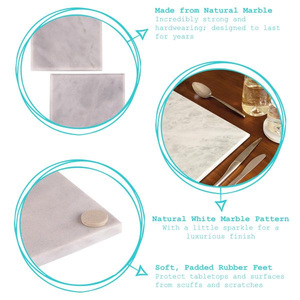 12pc Marble Placemats & Square Coasters Set - By Argon Tableware Cheap