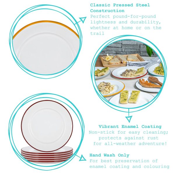 25.5cm White Enamel Dinner Plates - Pack of Six - By Argon Tableware Hot on Sale