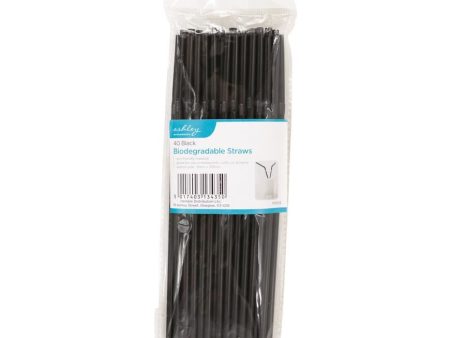 21cm Black Biodegradable Plastic Straws - Pack of 40 - By Ashley Cheap