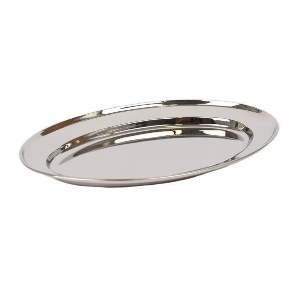 25cm x 17cm Oval Stainless Steel Serving Platter - By Argon Tableware For Cheap