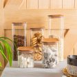 2.2L Square Glass Storage Jar with Wooden Lid - By Argon Tableware on Sale