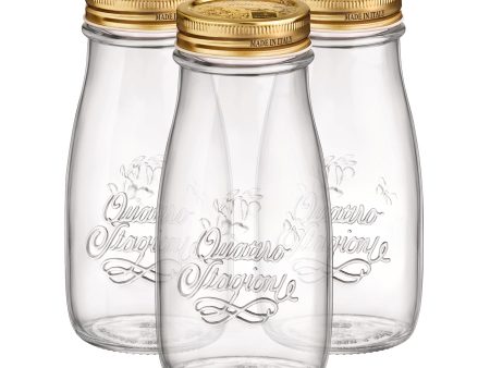 400ml Quattro Stagioni Glass Bottles with Screw Top Lid - Pack of Three - By Bormioli Rocco on Sale