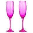 220ml Glass Champagne Flutes - Pink - Pack of Two - By Argon Tableware Sale