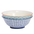 21.5cm Hand Printed China Salad Bowls - Pack of Two - By Nicola Spring Supply