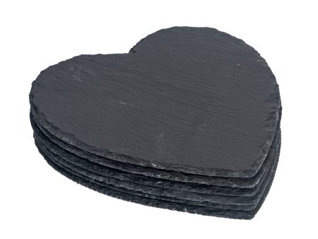 25cm Heart Slate Placemats - Pack of Six - By Argon Tableware Hot on Sale