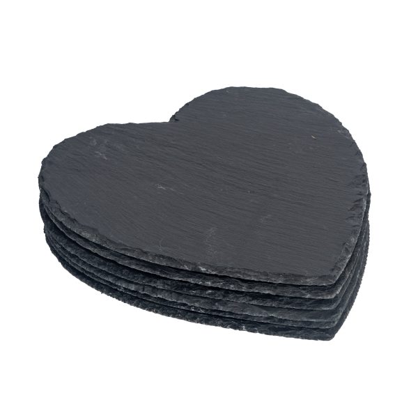 25cm Heart Slate Placemats - Pack of Six - By Argon Tableware Hot on Sale