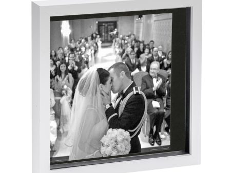 10  x 10  White 3D Box Photo Frame with 8  x 8  Mount & Black Spacer - By Nicola Spring For Sale