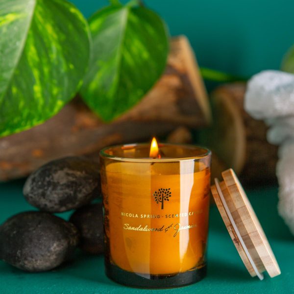 130g Sandalwood & Jasmine Scented Soy Wax Candle - By Nicola Spring Online now