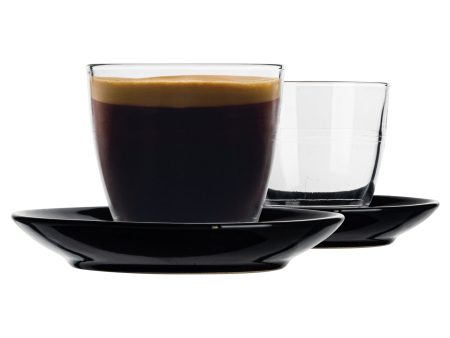 220ml Gigogne Glass Coffee Cups & Saucers - Pack of Six - By Duralex Hot on Sale