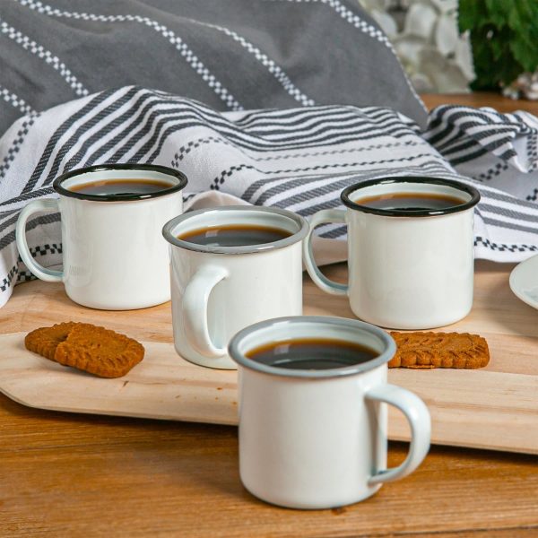 130ml Black Grey White Enamel Espresso Cups - Pack of Four - By Argon Tableware Online Hot Sale