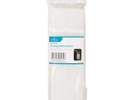 21cm White Biodegradable Plastic Straws - Pack of 40 - By Ashley on Sale