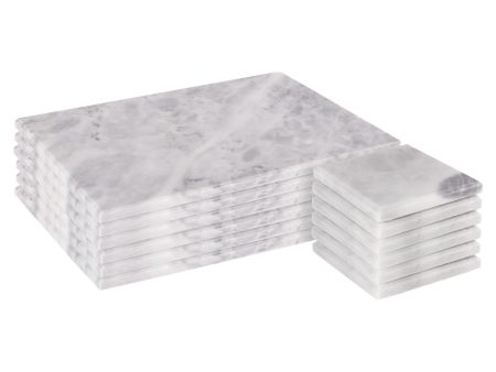 12pc Marble Placemats & Square Coasters Set - By Argon Tableware Cheap