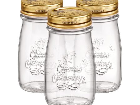 200ml Quattro Stagioni Glass Bottles with Screw Top Lid - Pack of Three - By Bormioli Rocco Online Hot Sale