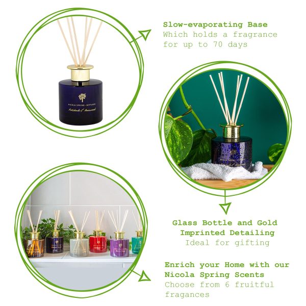 200ml Patchouli & Rosewood Scented Reed Diffuser - By Nicola Spring Online Sale