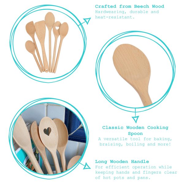 3pc Wooden Cooking Spoon Set - 20-35cm - By Argon Tableware Online now