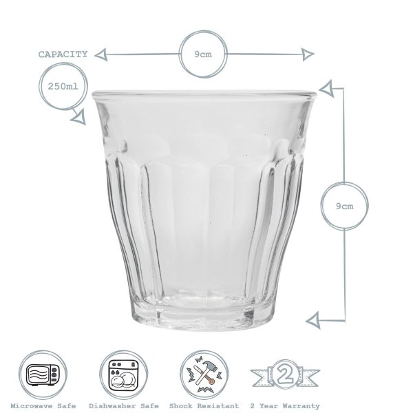 250ml Picardie Tumbler Glasses - Pack of Six - By Duralex For Cheap