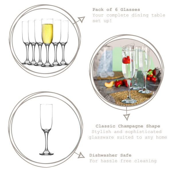 210ml Tokyo Champagne Flutes - Pack of Six - By LAV Cheap