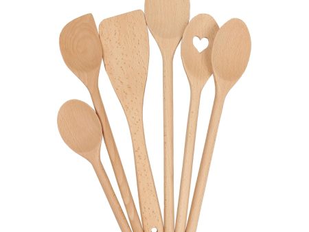 6pc Wooden Cooking Spoon Set - 20-35cm - By Argon Tableware For Cheap