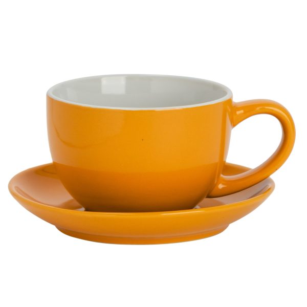 250ml Coloured China Cappuccino Cup & Saucer Set - By Argon Tableware Sale