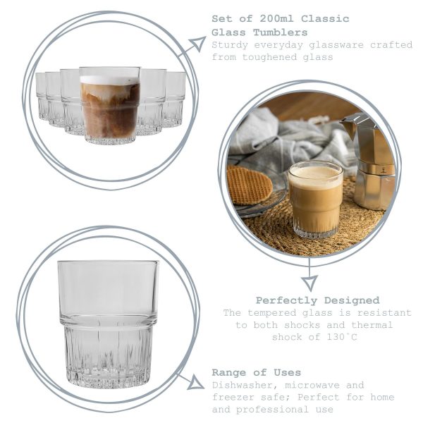 200ml Empilable Glass Stacking Tumblers - Pack of Six - By Duralex Discount