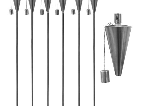 1.46m Cone Metal Garden Fire Torches - Pack of 6 - By Harbour Housewares Online Hot Sale